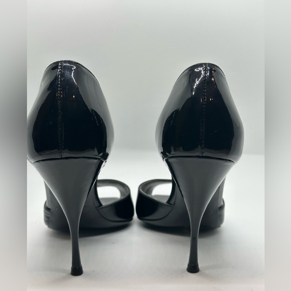 PRADA Calzature Black Patent Leather Peep Toe Pumps Sz 40 - Picture 7 of 9